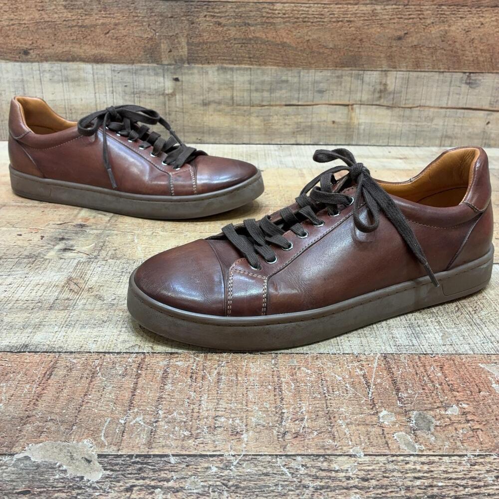 Magnanni Shoes Mens Size 8.5 M 41.5 Brown Leather Low Top Casual Sneaker 21409